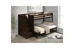 Mor Furniture Kids Beds & Bunk Beds|Sami Bunk Bed W/ Storage Steps In Espresso, Twin/Twin, Right Facing