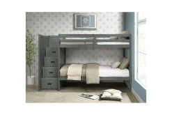 Mor Furniture Kids Beds & Bunk Beds|Sami Bunk Bed W/ Storage Steps In Espresso, Twin/Twin, Right Facing