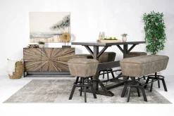 Mor Furniture Seating For 6|Dining Room Sets|Sequoia Bar Height Dining Table, 4 Stool & Bench In Espresso