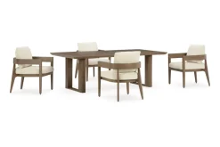 Mor Furniture Outdoor Dining Sets|Serene Bay Outdoor Dining Table & 4 Arm Chairs In Dark Brown
