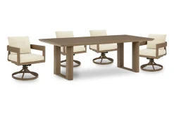 Mor Furniture Outdoor Dining Sets|Serene Bay Outdoor Dining Table & 4 Arm Chairs In Dark Brown