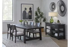 Mor Furniture Seating For 4|Dining Room Sets|Shelby Trestle Dining Table & 4 Wood Back Chairs In Coffee Bean