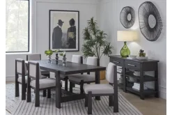 Mor Furniture Seating For 6|Dining Room Sets|Shelby Trestle Dining Table & 6 Wood Back Chairs In Coffee Bean