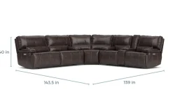 Mor Furniture Reclining Sectionals|Sectionals|Sofia 3 Piece 3 Power Sectional In Brown Leather