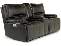 Mor Furniture Reclining Loveseats|Loveseats|Sofia 3 Power Console Loveseat In Brown Leather