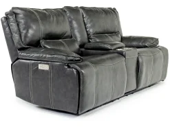 Mor Furniture Reclining Loveseats|Loveseats|Sofia 3 Power Console Loveseat In Brown Leather