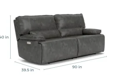 Mor Furniture Reclining Sofas|Sofas|Sofia 3 Power Sofa In Brown Leather
