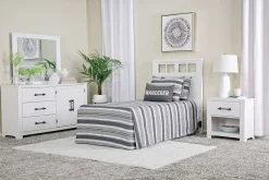 Mor Furniture Bedroom Sets|St Regis Panel Headboard, Dresser, Mirror & Nightstand In White, Twin