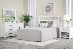 Mor Furniture Bedroom Sets|St Regis Panel Headboard, Dresser, Mirror & Nightstand In White, Twin