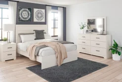 Mor Furniture Bedroom Sets|Stelsie Panel Bed, Dresser, Mirror & Nightstand In Gray, Full