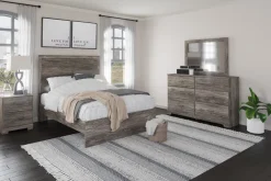Mor Furniture Bedroom Sets|Stelsie Panel Bed, Dresser, Mirror & Nightstand In Gray, Full
