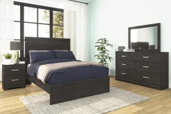Mor Furniture Bedroom Sets|Stelsie Panel Bed, Dresser, Mirror & Nightstand In Gray, Full