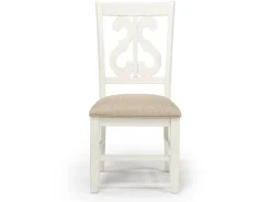 Mor Furniture Seating For 4|Round Dining Sets|Stone Round Dining Table & 4 Chairs In , Upholstered Slat White