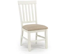 Mor Furniture Seating For 4|Round Dining Sets|Stone Round Dining Table & 4 Chairs In , Upholstered Slat White