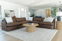 Mor Furniture Sectionals|Stratus 5 Piece Sectional In Aline Saddle Leather