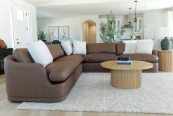 Mor Furniture Sectionals|Stratus 5 Piece Sectional In Aline Saddle Leather