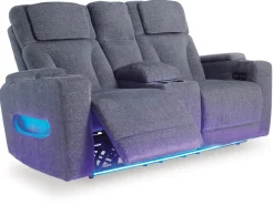 Mor Furniture Reclining Loveseats|Loveseats|Studio Cave 2 Power Console Loveseat In Steel