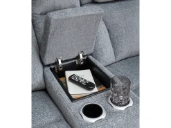Mor Furniture Reclining Loveseats|Loveseats|Studio Cave 2 Power Console Loveseat In Steel