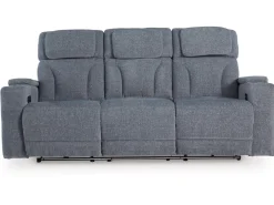 Mor Furniture Reclining Sofas|Sofas|Studio Cave 2 Power Sofa W/ Drop Down Table In Steel