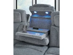 Mor Furniture Reclining Sofas|Sofas|Studio Cave 2 Power Sofa W/ Drop Down Table In Steel