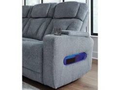 Mor Furniture Reclining Sofas|Sofas|Studio Cave 2 Power Sofa W/ Drop Down Table In Steel