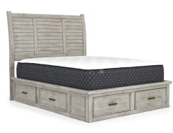 Mor Furniture Bedroom Sets|Sullivan Panel Bed W/ Storage, Dresser, Mirror & Nightstand In Drift Gray, Queen