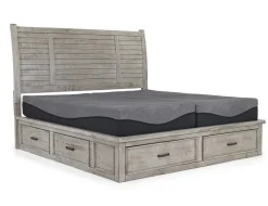 Mor Furniture Bedroom Sets|Sullivan Panel Bed W/ Storage, Dresser, Mirror & Nightstand In Drift Gray, Queen