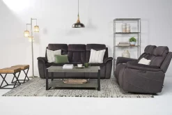 Mor Furniture Reclining Loveseats|Loveseats|Tate 2 Power Console Loveseat In Dove
