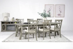 Mor Furniture Seating For 6|Dining Room Sets|Telluride Dining Table & 6 X-Back Chairs In Driftwood