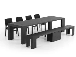 Mor Furniture Seating For 6|Transformer Table Dining Sets|Transformer Extendable Dining Table, 4 Chairs & Bench In Scandinavian Oak