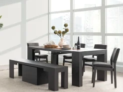 Mor Furniture Seating For 6|Transformer Table Dining Sets|Transformer Extendable Dining Table, 4 Chairs & Bench In Scandinavian Oak