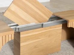 Mor Furniture Dining Benches|Transformer Round Extendable Dining Bench In Smoked Hickory Dark Gray