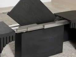 Mor Furniture Dining Benches|Transformer Round Extendable Dining Bench In Smoked Hickory Dark Gray