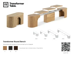 Mor Furniture Dining Benches|Transformer Round Extendable Dining Bench In Smoked Hickory Dark Gray