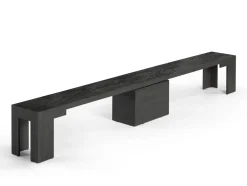 Mor Furniture Dining Benches|Transformer Round Extendable Dining Bench In Smoked Hickory Dark Gray