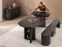 Mor Furniture Round Dining Tables|Dining Tables|Transformer Round Extendable Dining Table In Scandinavian Oak