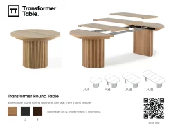 Mor Furniture Seating For 6|Round Dining Sets|Transformer Round Extendable Dining Table, 4 Chairs & Bench In Scandinavian Oak