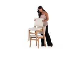 Mor Furniture Dining Chairs|Transformer Stackable Side Chair In Scandinavian Oak & Creamy