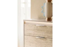 Mor Furniture Dressers & Chests|Tullia Dresser W/ Lights In Pearl Line/Eco Stone