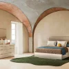 Mor Furniture Bedroom Sets|Tullia Upholstered Panel Bed, Dresser, Mirror & Nightstand In Pearl Line/Eco Stone, Queen