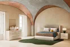 Mor Furniture Bedroom Sets|Tullia Upholstered Panel Bed, Dresser, Mirror & Nightstand In Pearl Line/Eco Stone, Queen