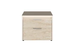 Mor Furniture Bedroom Sets|Tullia Upholstered Panel Bed, Dresser, Mirror & Nightstand In Pearl Line/Eco Stone, Queen