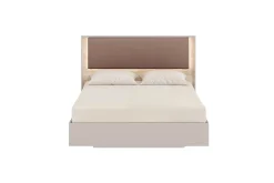 Mor Furniture Bedroom Sets|Tullia Upholstered Panel Bed, Dresser, Mirror & Nightstand In Pearl Line/Eco Stone, Queen