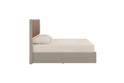 Mor Furniture Storage Beds|Upholstered Beds|Tullia Upholstered Panel Bed W/ Storage In Pearl Line/Eco Stone, Queen