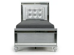 Mor Furniture Bedroom Sets|Valentino Panel Bed, Dresser, Mirror & Nightstand In Silver, Twin