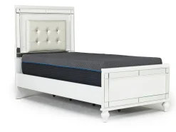 Mor Furniture Bedroom Sets|Valentino Panel Bed, Dresser, Mirror & Nightstand In Silver, Twin