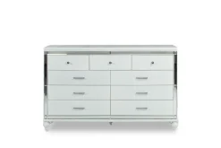 Mor Furniture Bedroom Sets|Valentino Panel Bed, Dresser, Mirror & Nightstand In Silver, Twin