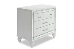 Mor Furniture Bedroom Sets|Valentino Panel Bed, Dresser, Mirror & Nightstand In Silver, Twin