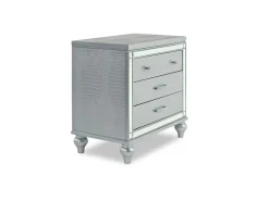 Mor Furniture Bedroom Sets|Valentino Panel Bed, Dresser, Mirror & Nightstand In Silver, Twin
