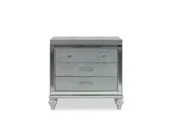 Mor Furniture Bedroom Sets|Valentino Panel Bed, Dresser, Mirror & Nightstand In Silver, Twin